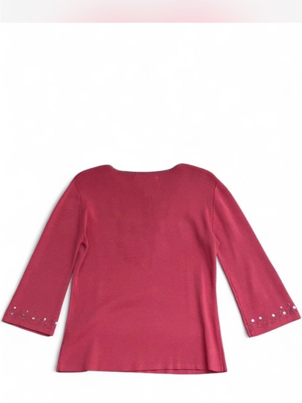 Joseph A Coral Red Embellished Long-Sleeve Tee - Picture 2 of 6